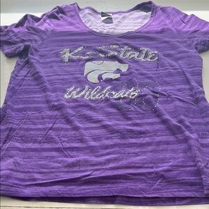 Creative Apparel XL Purple Striped K State Wild Cats Graphic T Shirt